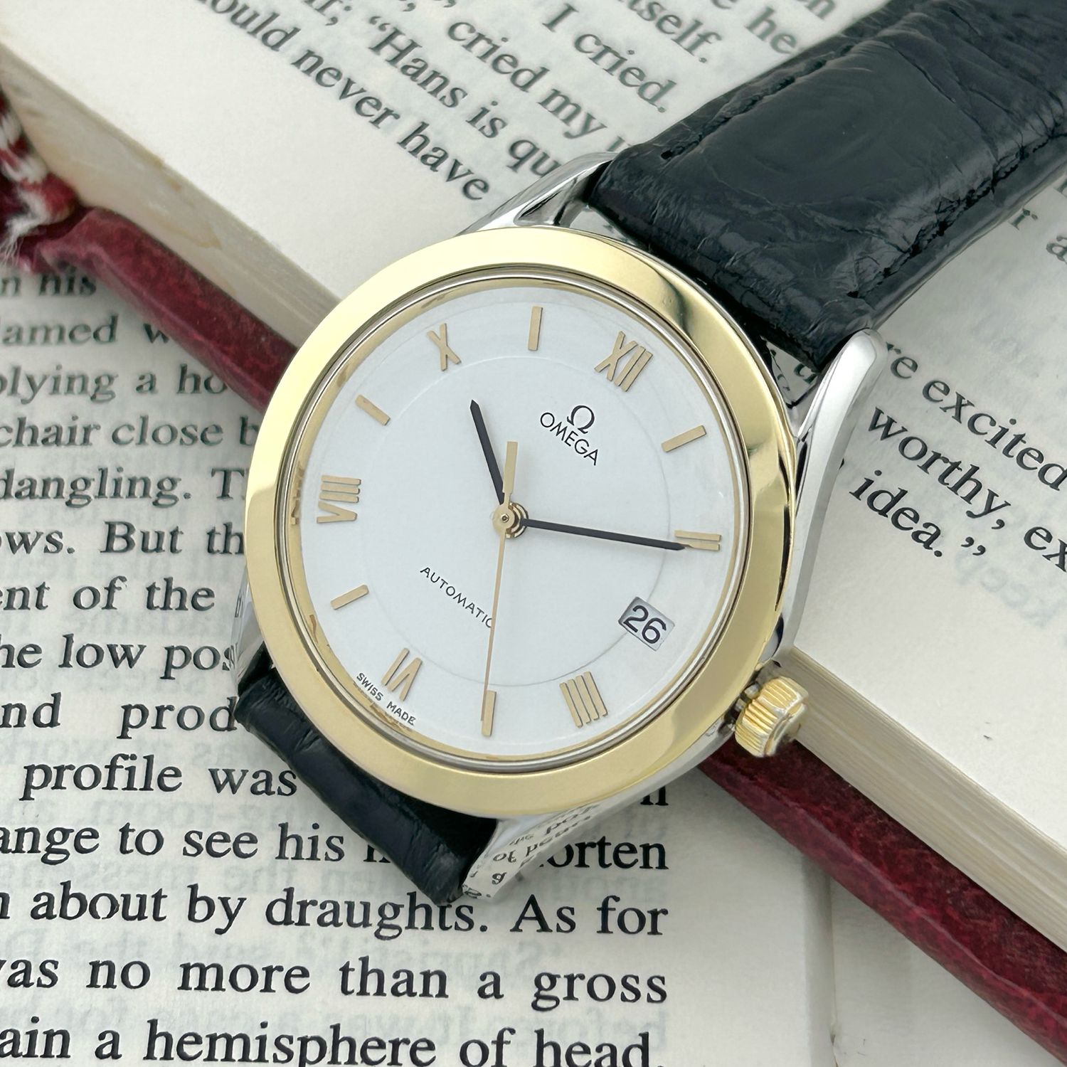Omega Maison 18k Yellow Gold Bezel Ref.166.0285 Cal.1110 35.0mm 1982