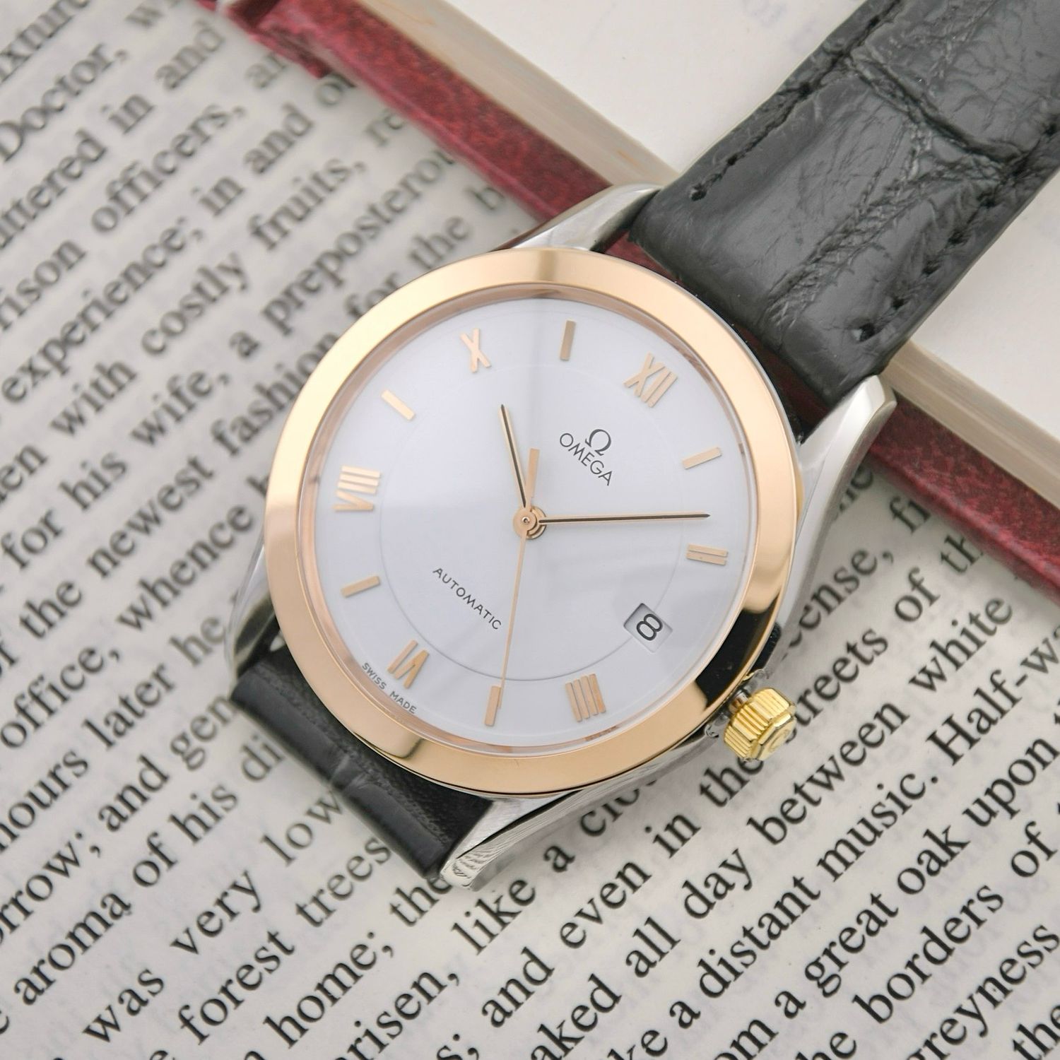 Omega Maison 18k Rose Gold Bezel Ref.166.0295 Cal.1110 35.0mm 1986