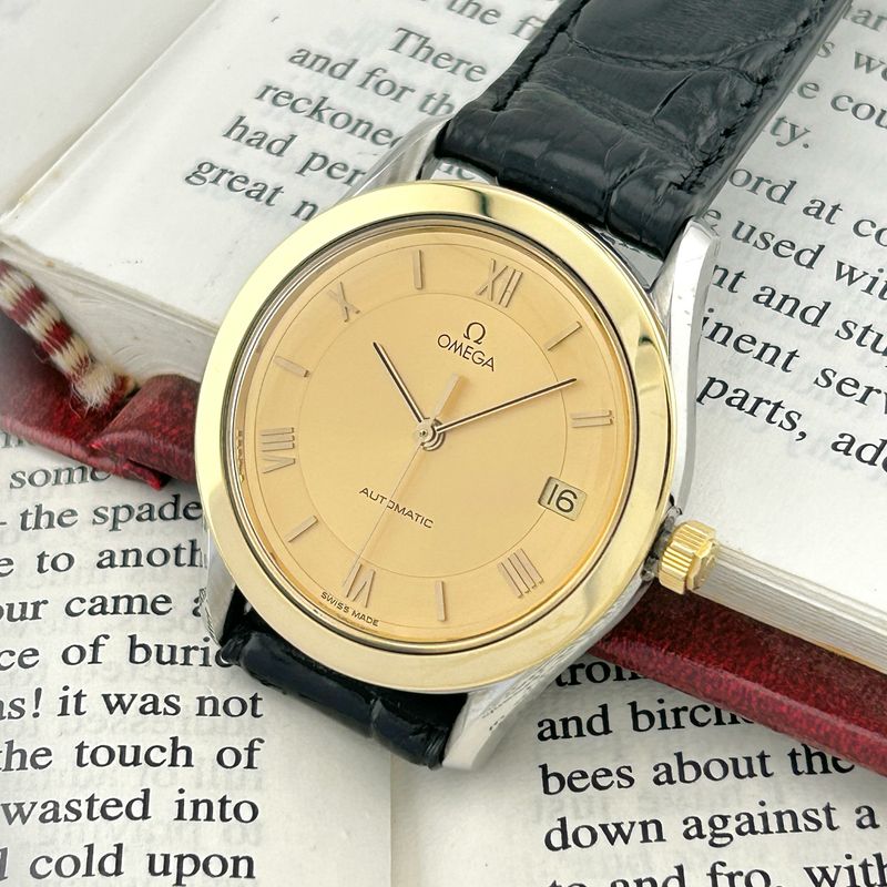 Omega Maison 18k Yellow Gold Bezel Ref.166.0285 Cal.1110 35.0mm 1982