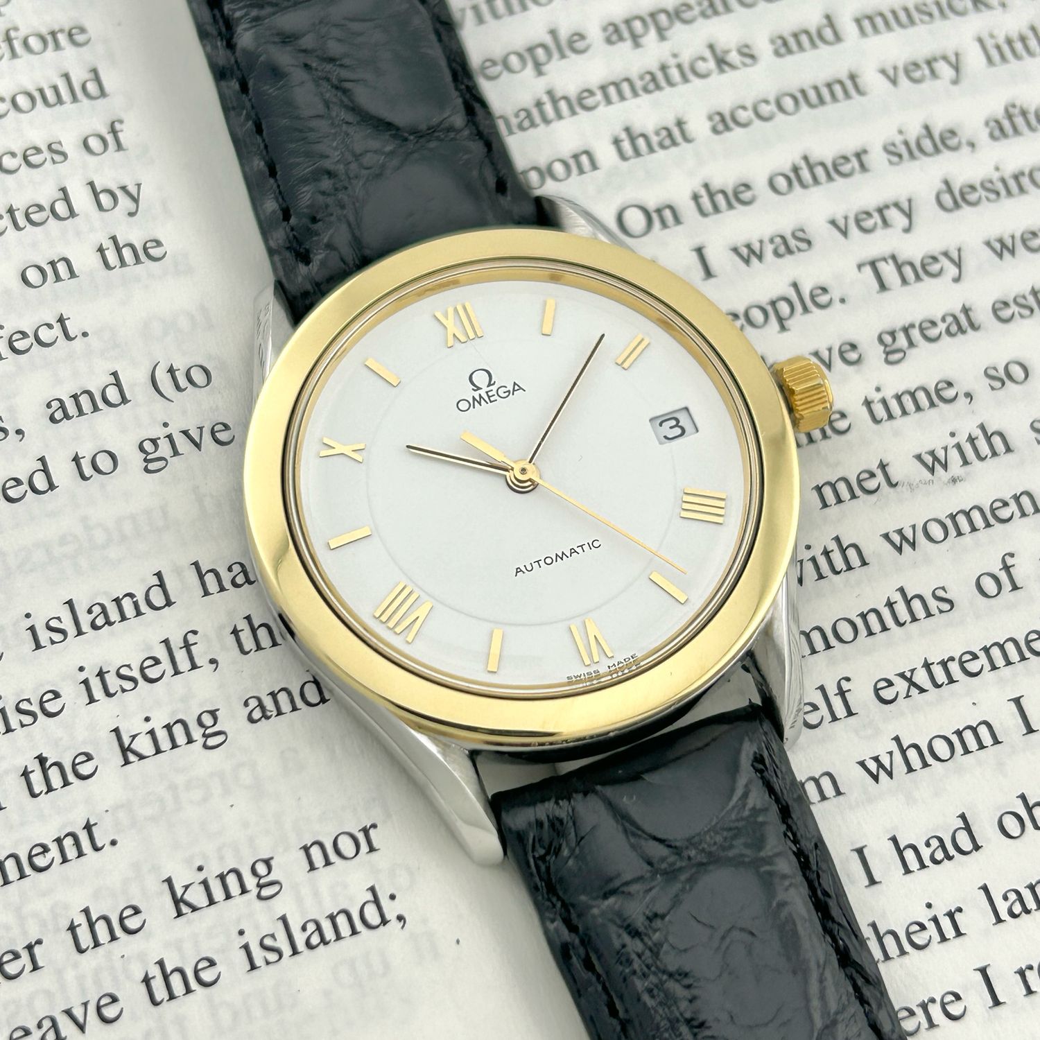 Omega Maison 18k Yellow Gold Bezel Ref.166.0285 Cal.1110 35.0mm 1986