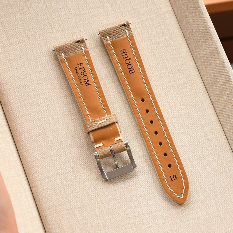 ROQUE French Epsom Beige Leather Strap