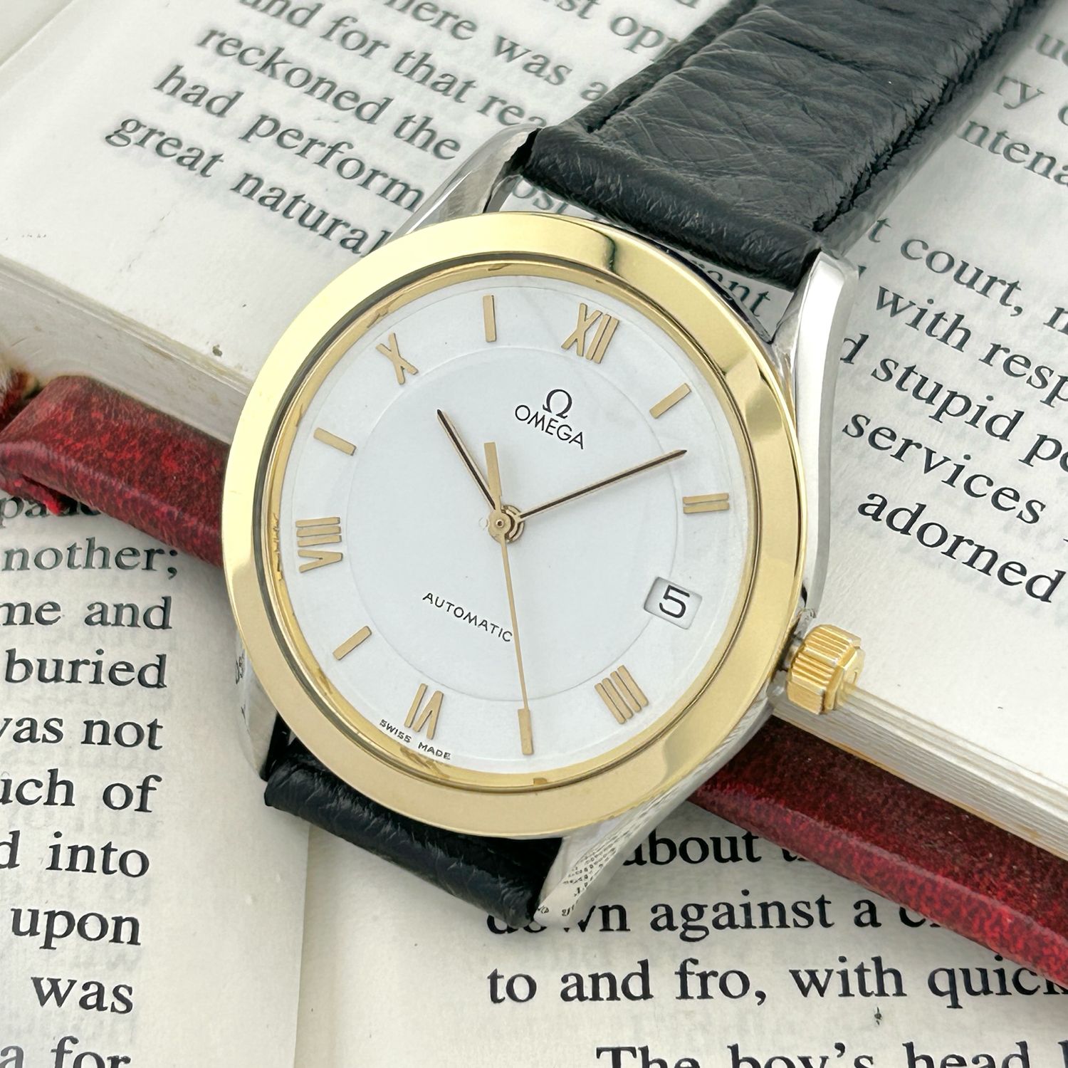 Omega Maison 18k Yellow Gold Bezel Ref.166.0285 Cal.1110 35.0mm 1991