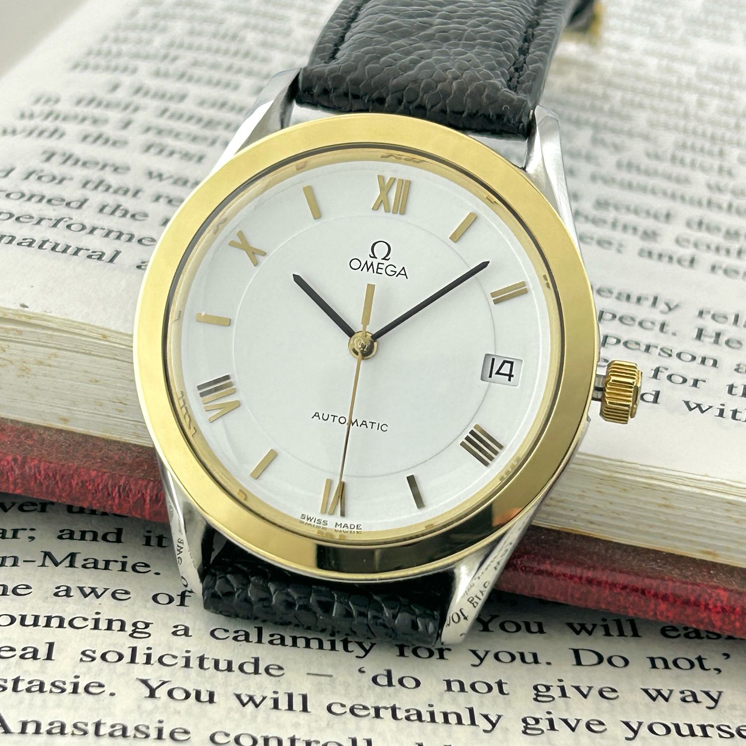 Omega Maison 18k Yellow Gold Bezel Ref.166.0285 Cal.1110 35.0mm 1989