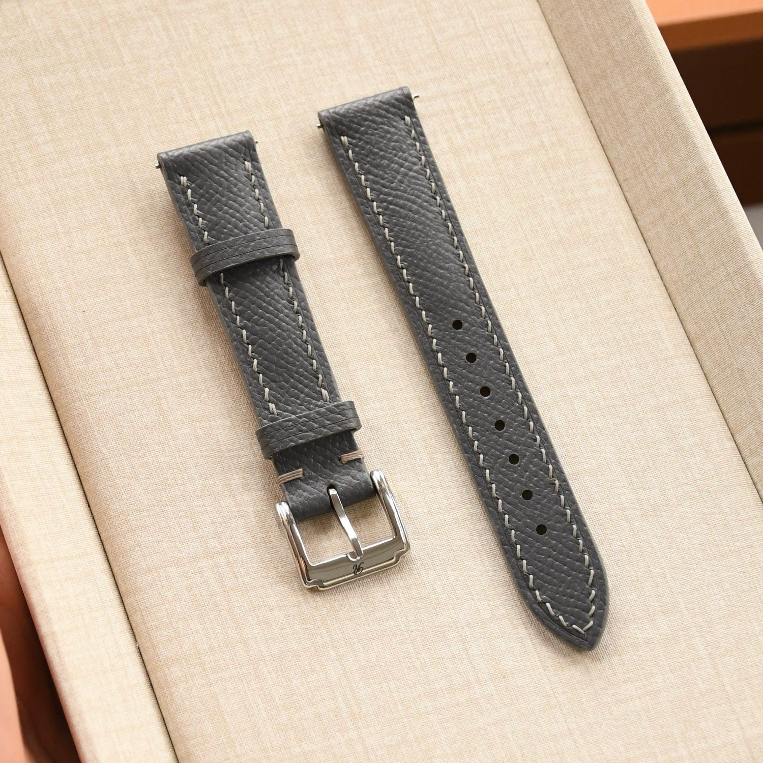 ROQUE French Epsom Grey Leather Strap