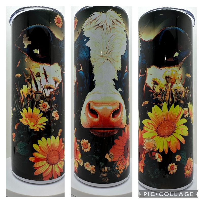 Tumbler 20oz (Cow Sunflowers)