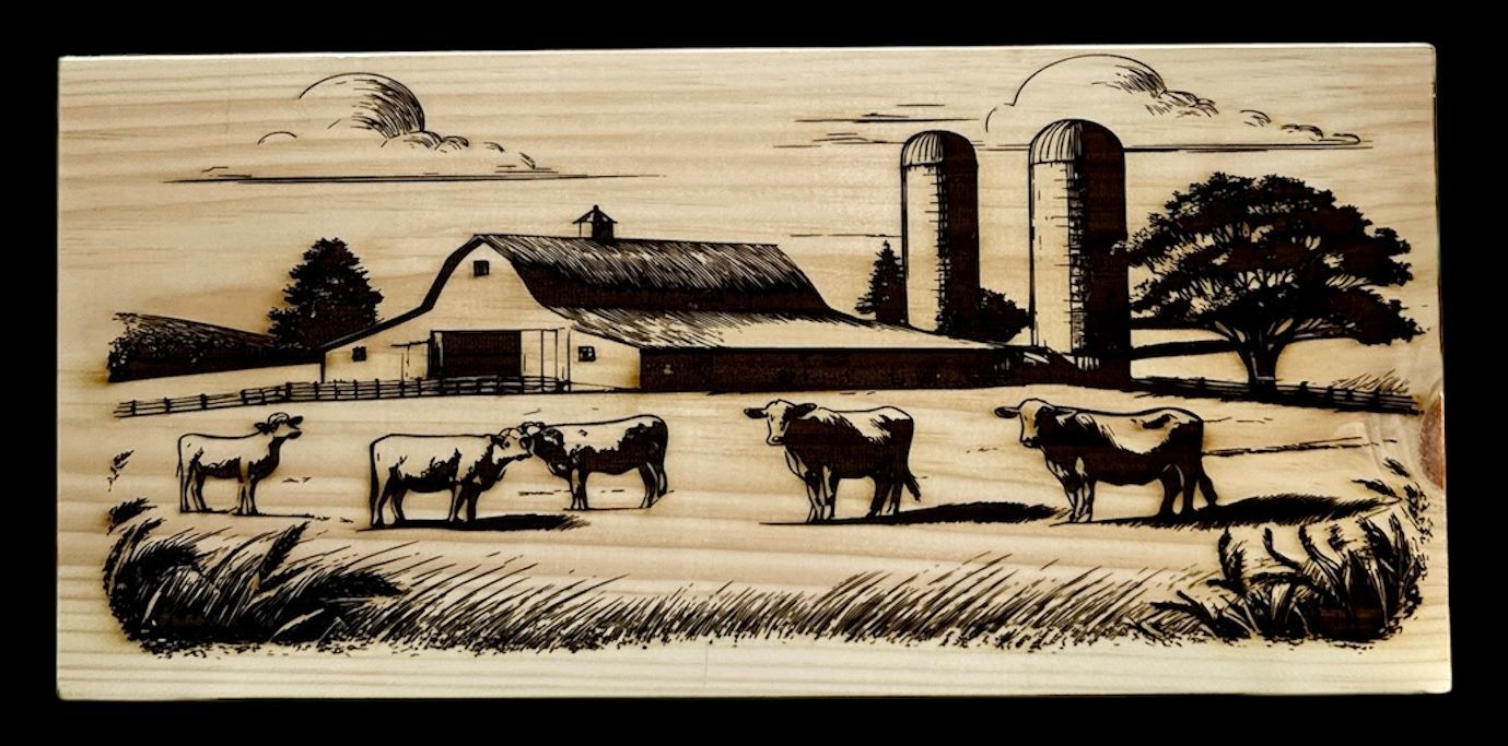 Laser Wooden Cattle Farm Scene