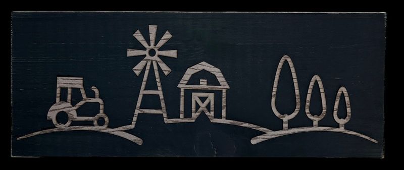 Laser Line Art Wind Mill/Barn Scene