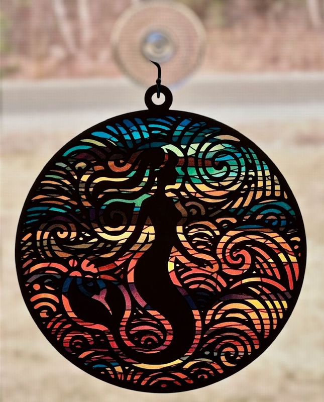 Wooden Sun Catcher Mermaid