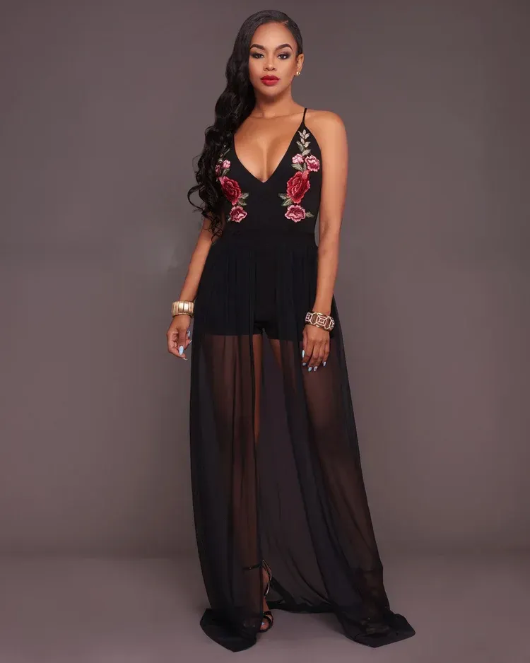 Embroidered dress jumpsuit