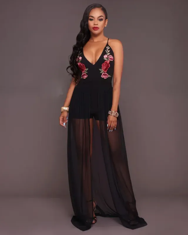 Embroidered dress jumpsuit