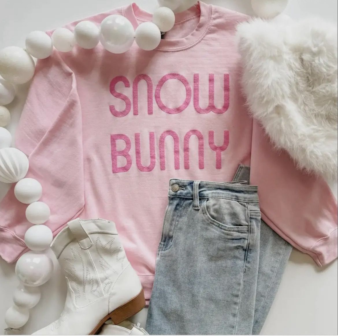 Snow Bunny Pink Long Sleeved Tshirt