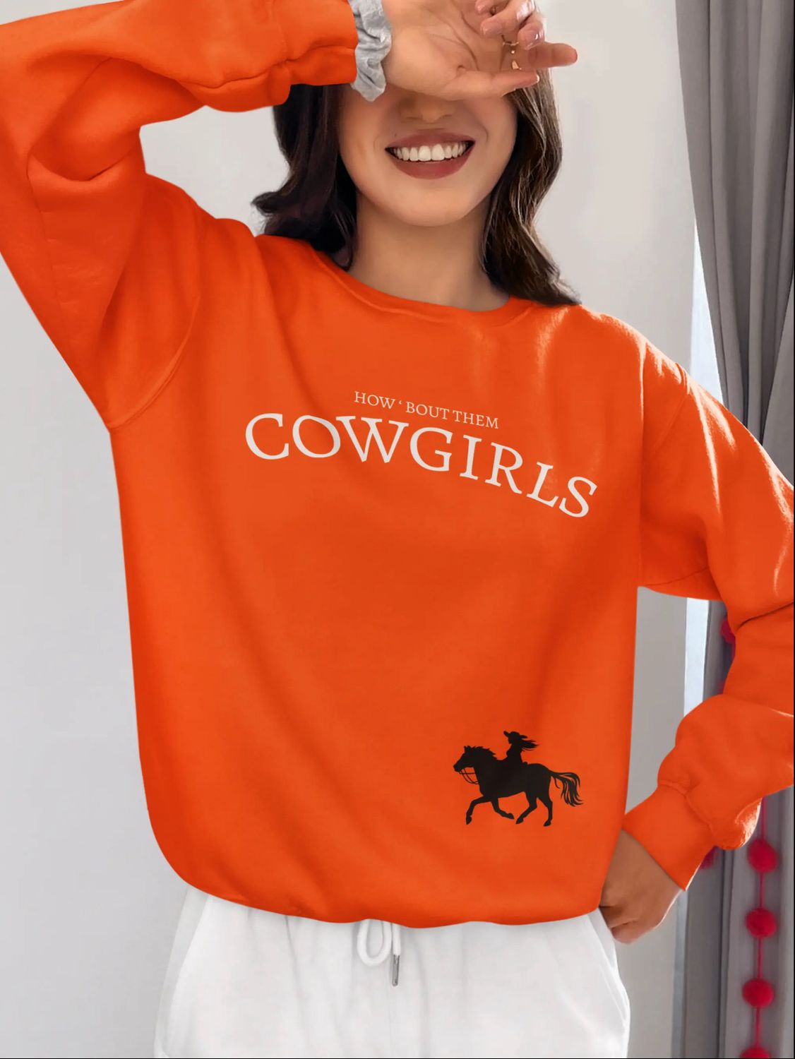 How Bout Them Cowgirls Orange Crewneck Sweatshirt