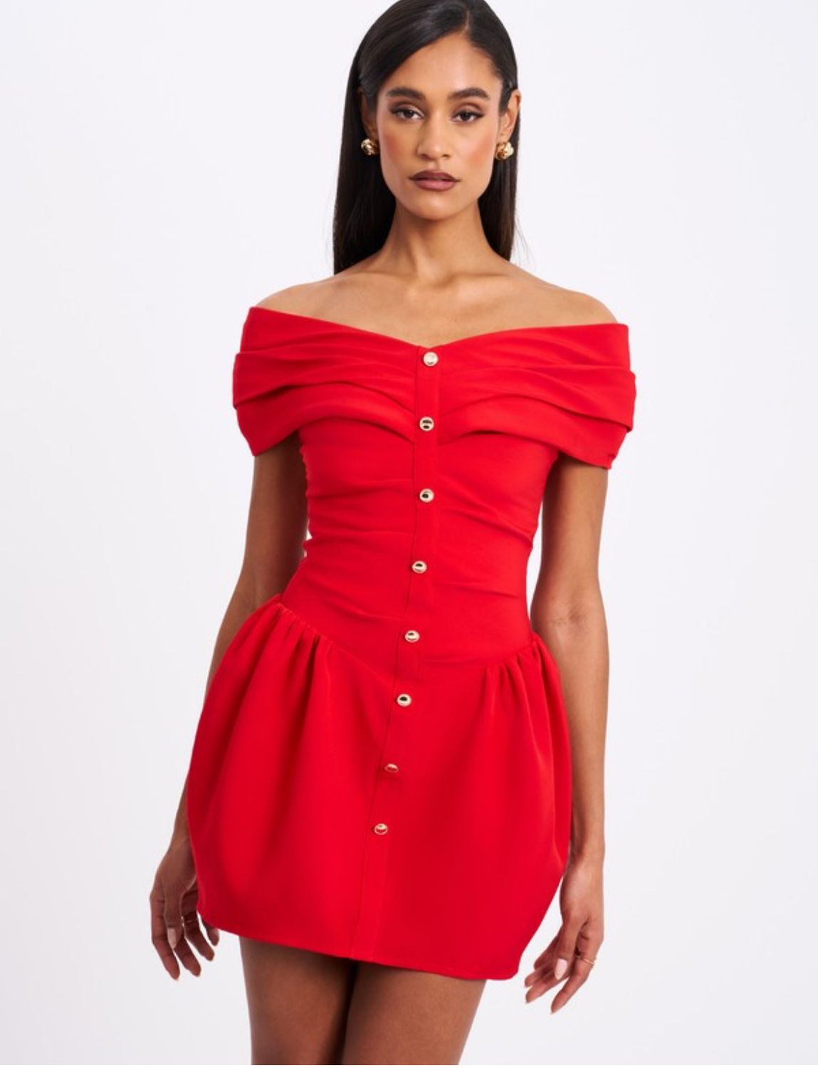 Red And Gold Drop Waist Dress