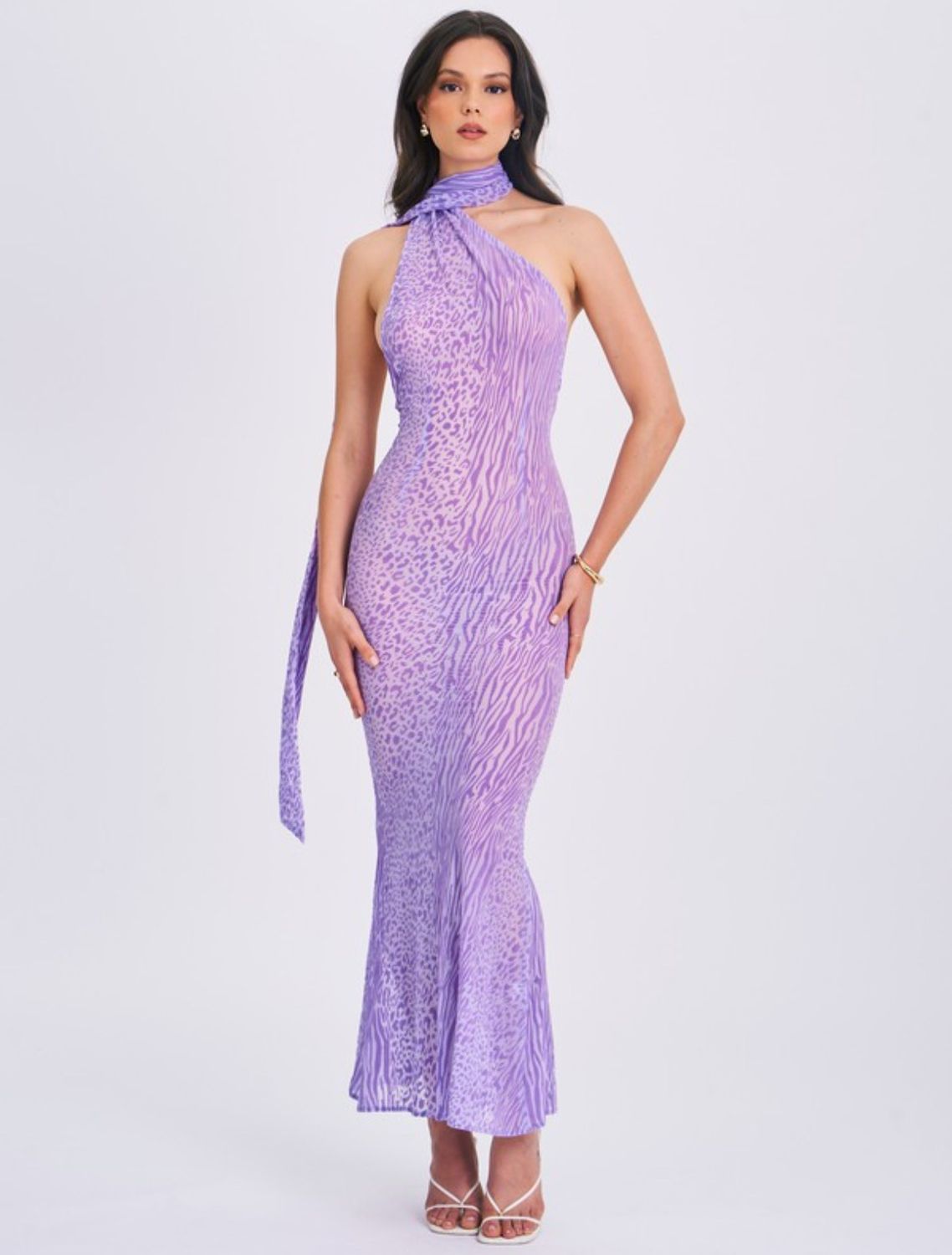 Purple Animal Print Maxi Dress