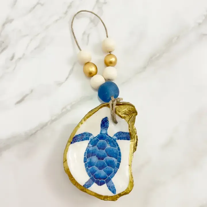 Sea Turtle Oyster Shell Ornament