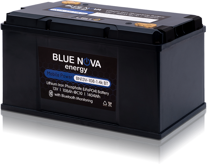 Blue Nova 108Ah 13V Bluetooth 1.4KWh BT Lithium iron phosphate battery - BMS Bluetooth