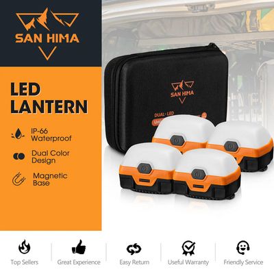 San Hima 4x Camp Light Dual Colour LED Lantern with Inbuilt Lithium Battery