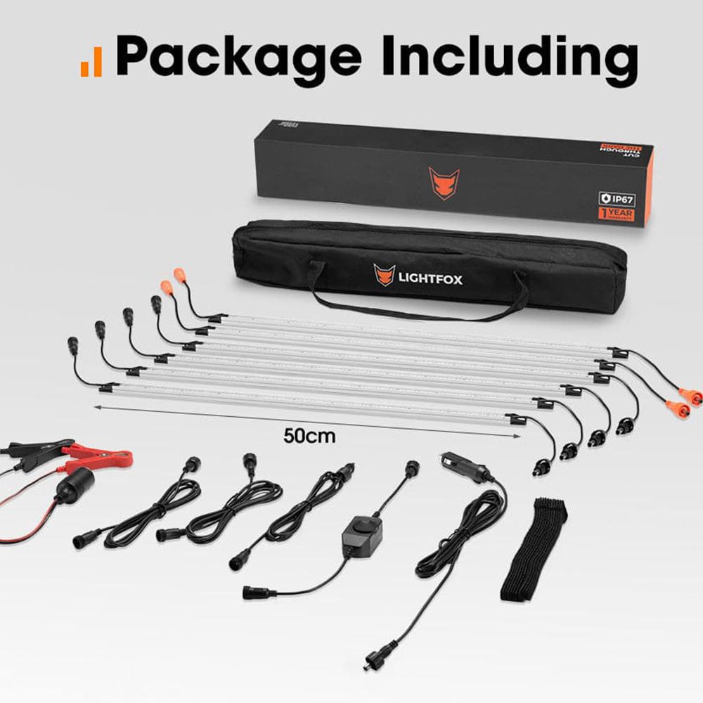 LIGHTFOX 12V LED Camp Dual Colours Light Bar Kits Set of 6
