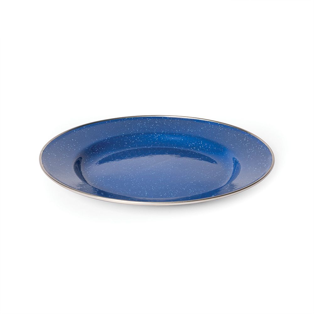 Campfire® 26cm Flat Plate Blue Enamel - Stainless Steel Rim