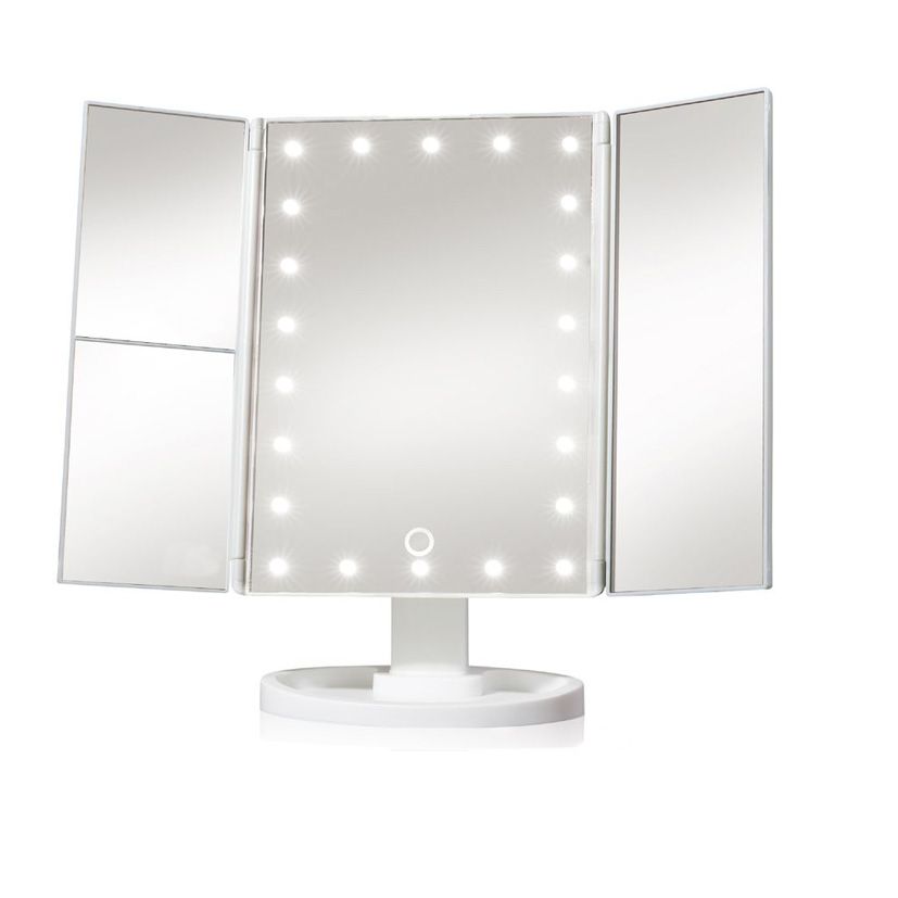 HomeQuip Tri-Fold Makeup Mirror with LEDs