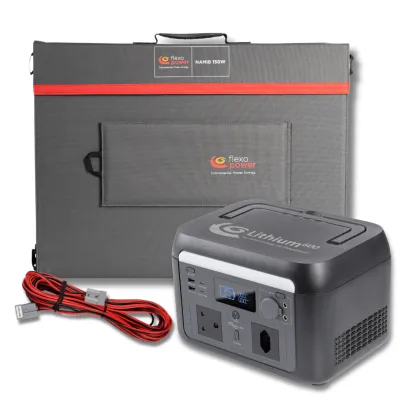 Flexopower Lithium600 Power Station &amp; Namib150w Solar Combo