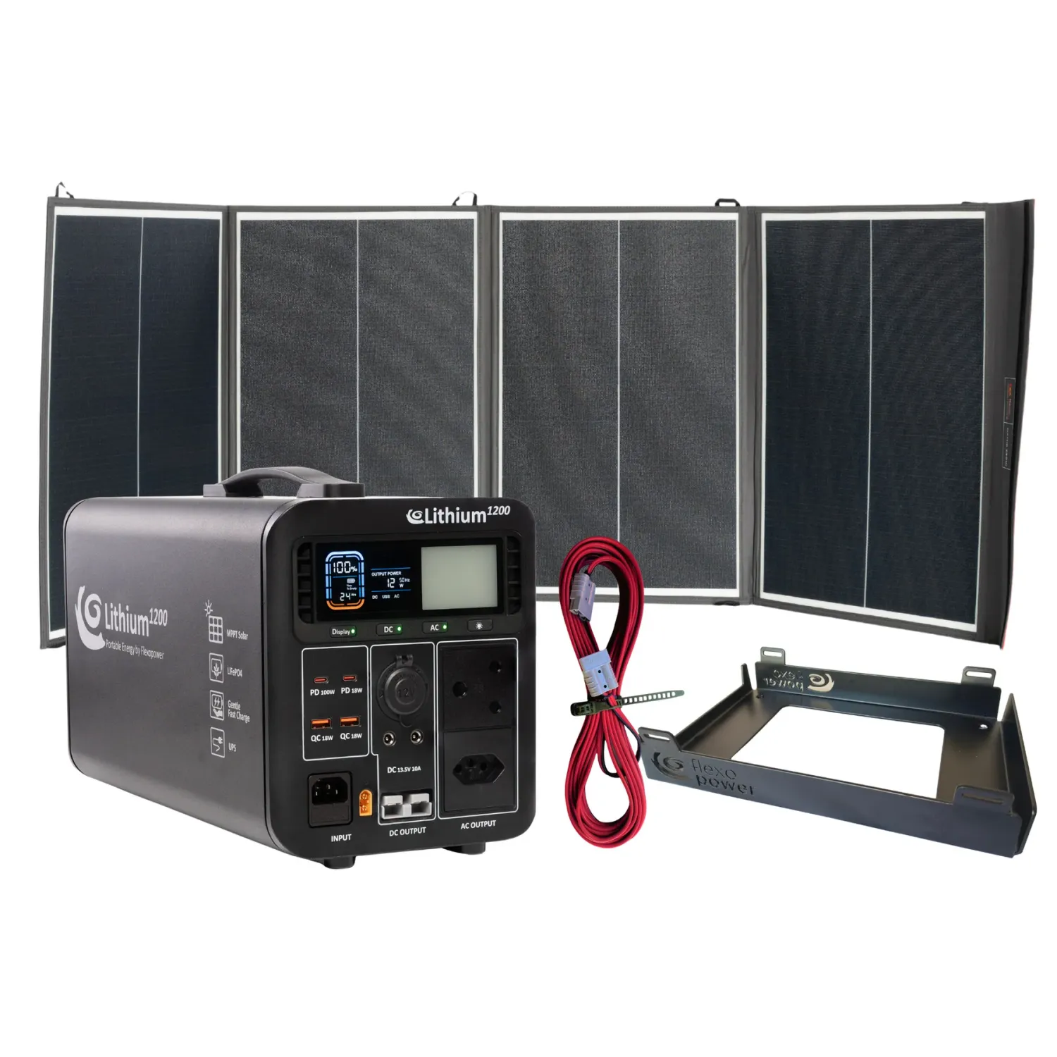 Flexopower Lithium1200-Sb50 Power Station &amp; Namib240w Portable Solar Combo