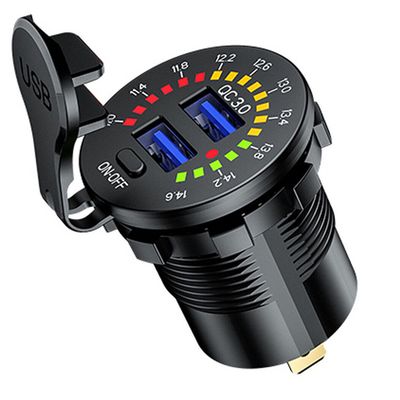 Lumeno Dual QC3 USB Charger with volt meter and on/off switch