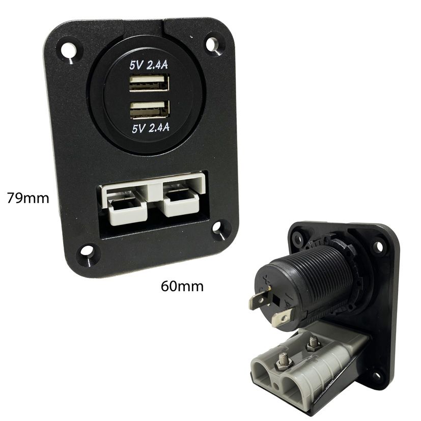 Lumeno Square Connector Panel with Dual 2.4A USB Socket