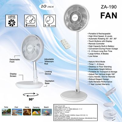 Rechargeable Air Circulating Fan 10&quot;