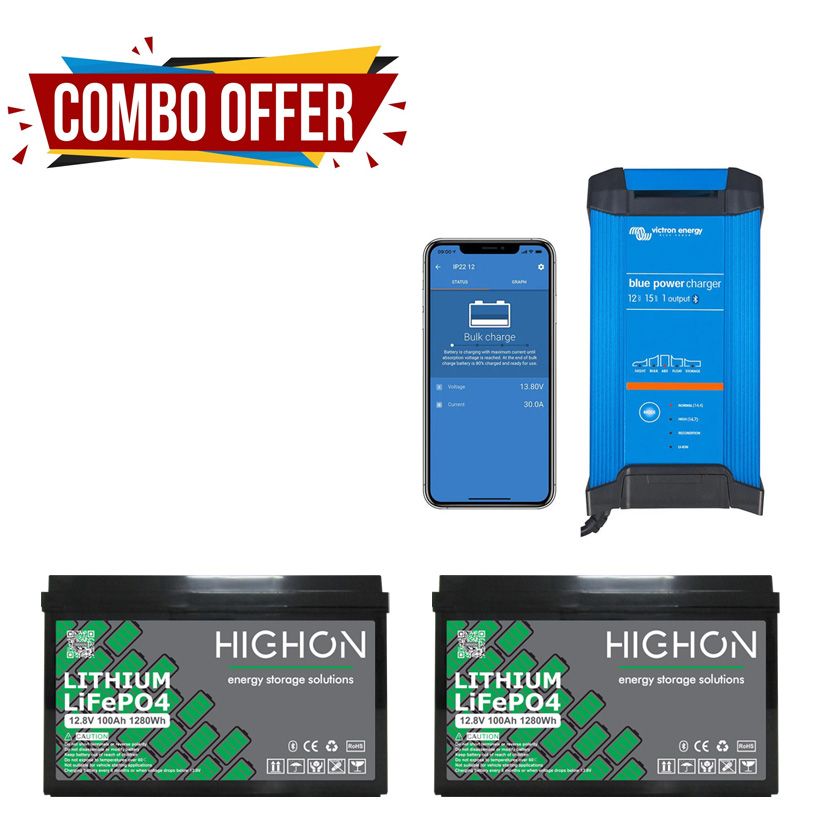 COMBO - Lithium Battery - Victron Blue Smart IP22 Charger 12/15