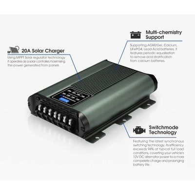 Atem Power 12V 20A DC to DC Battery Charger MPPT System Kit Isolator Dual Battery