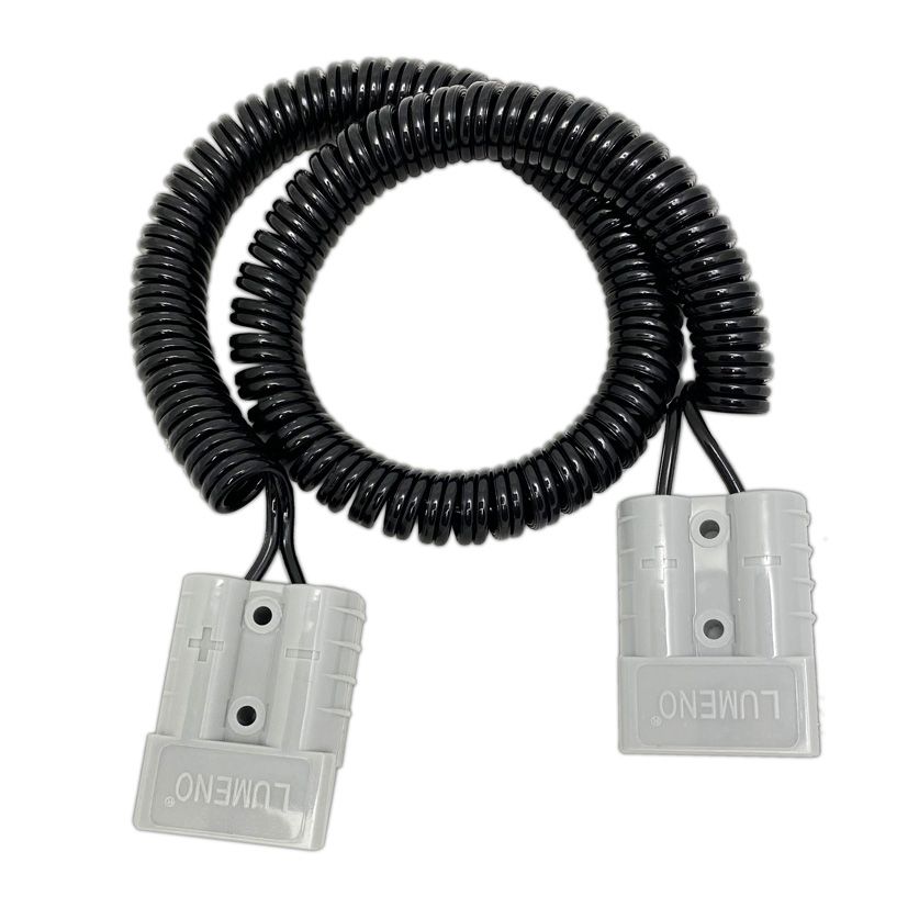 Lumeno 3m Spiral Cable to 2 X 50Amp Grey Square Connectors - 3A &amp; 20A