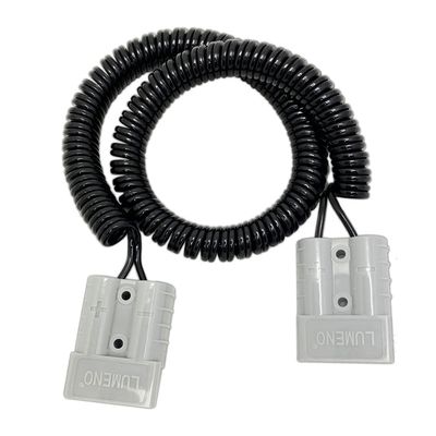 Lumeno 3m Spiral Cable to 2 X 50Amp Grey Square Connectors - 3A &amp; 20A