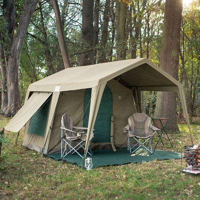 Meerkat Canvas Chalet Tent – 2 Person Heavy-Duty Camping Tent
