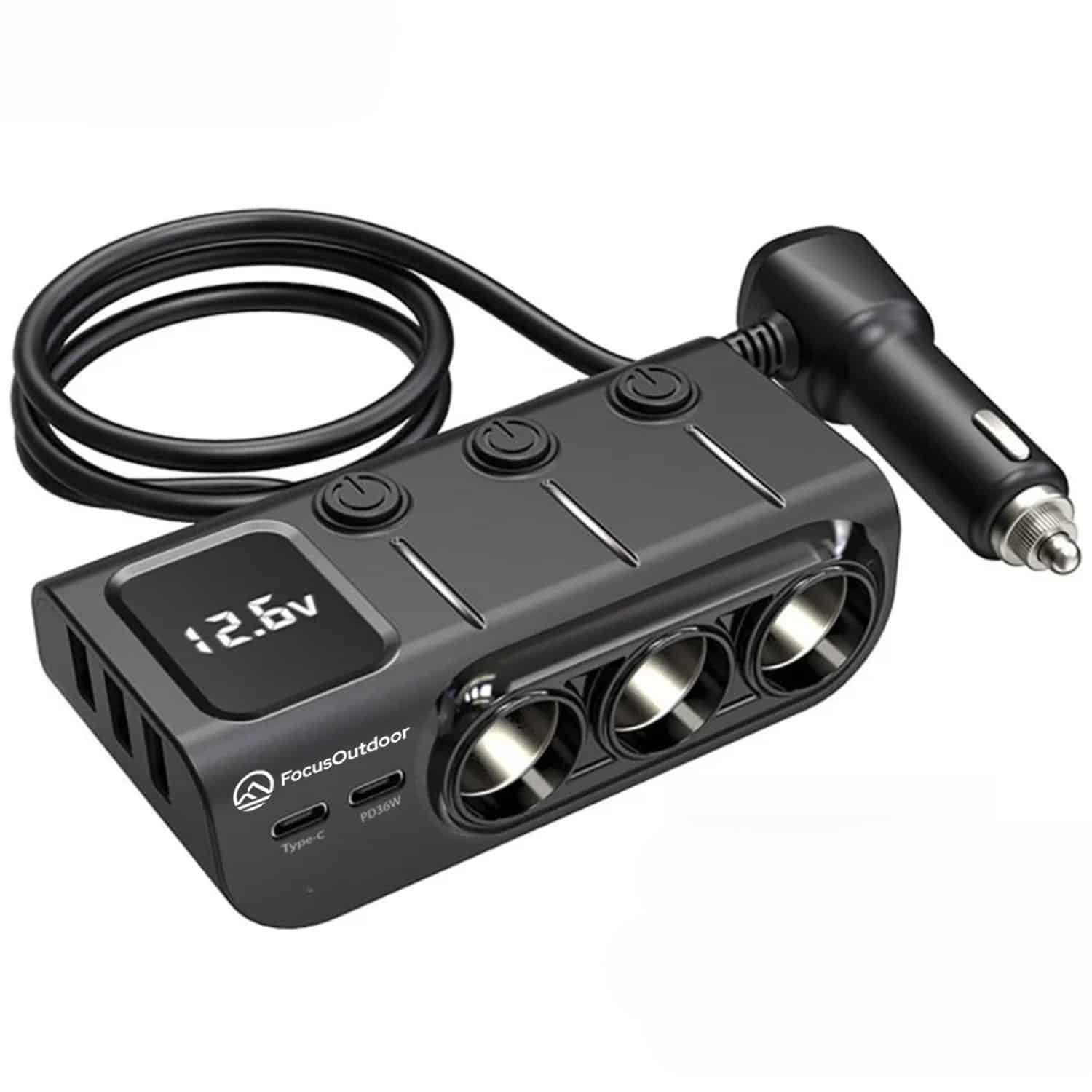 FocusOutdoor® 8-in-1 120W Car Charger Splitter Adapter