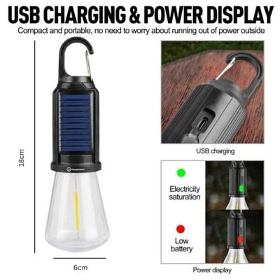 FocusOutdoor® Solar and USB Led Camping Light 18cm