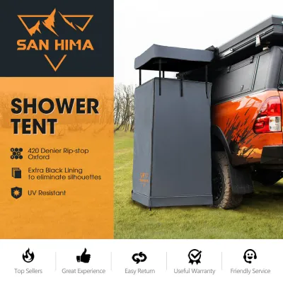 ​San Hima Fold-Out Awning Shower Tent with Built-in LED Light