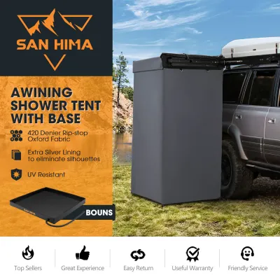 San Hima Shower Awning with Instant Ensuite Tent &amp; Shower Base