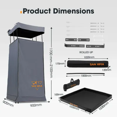 San Hima Fold-Out Camping Shower Tent with Shower Base