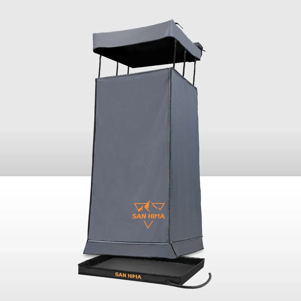San Hima Fold-Out Camping Shower Tent with Shower Base