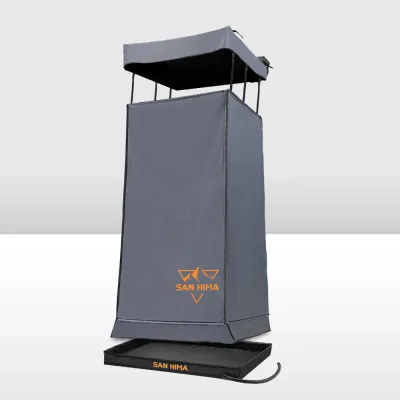 San Hima Fold-Out Camping Shower Tent with Shower Base