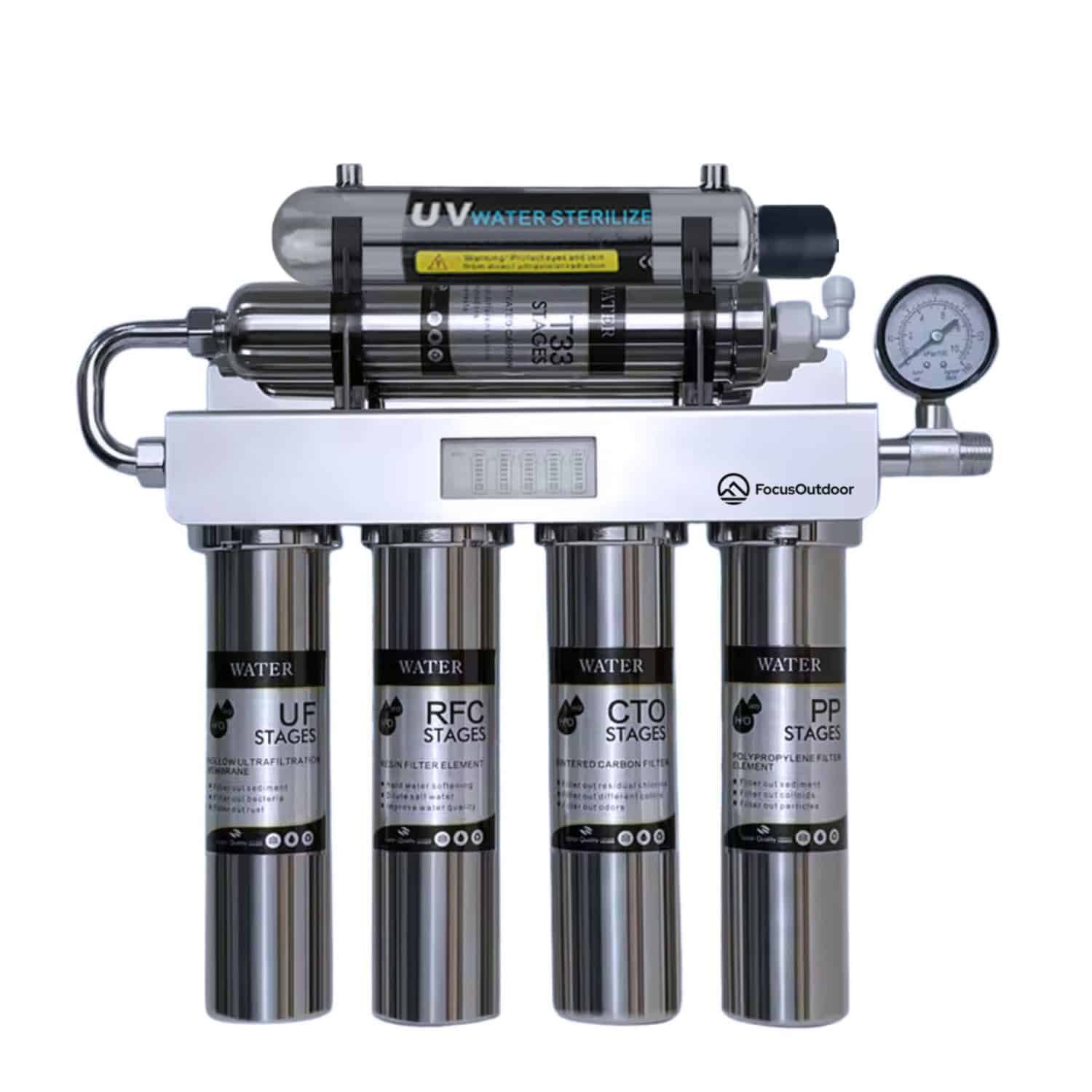 FocusOutdoor® 6-Stage Stainless Steel Ultrafiltration+UV Water Filter
