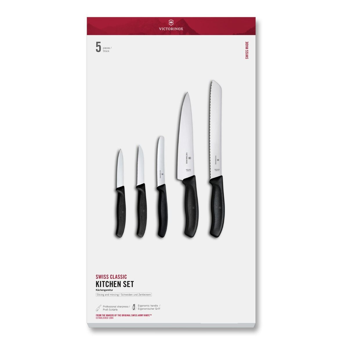 ​Victorinox Swiss Classic 5-Piece Kitchen Knife Set – Black Gift Box