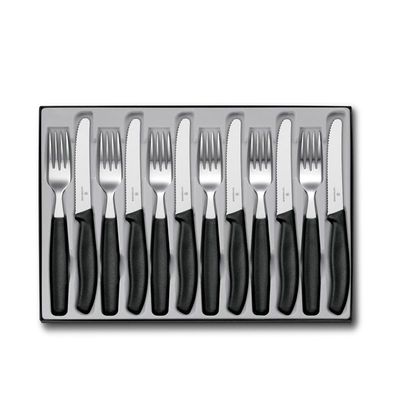 ​Victorinox Swiss Classic 12-Piece Table Knife and Fork Set – Black