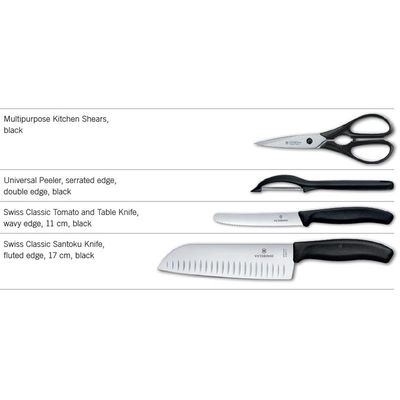 Victorinox Swiss Classic Kitchen Set 4 Pieces in Gift Box - Black