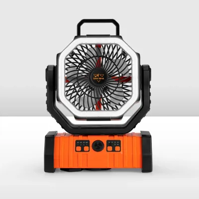 San Hima 20,000mAh Rechargeable Camping Fan with LED Light