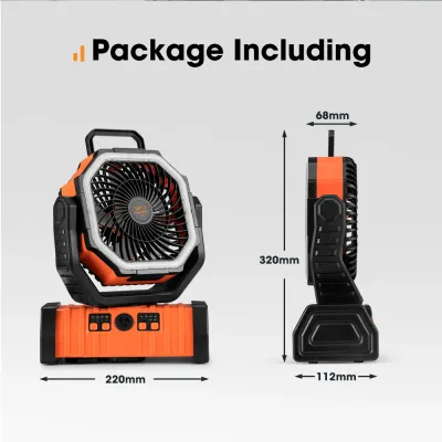 San Hima 20,000mAh Rechargeable Camping Fan with LED Light