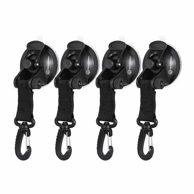 FocusOutdoor® Heavy-Duty Suction Cup Hooks with Clamps – Set of 4