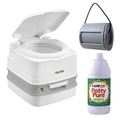 Thetford Porta Potti 145 &amp; Wild Wipe Combo – Free Potty Pure Enviro 1L