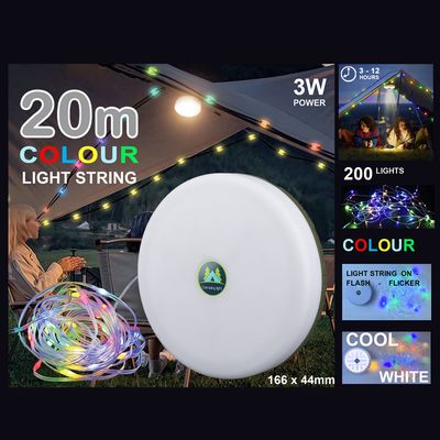 Zartek Rechargeable Camping Light with 20m Colour String Lights